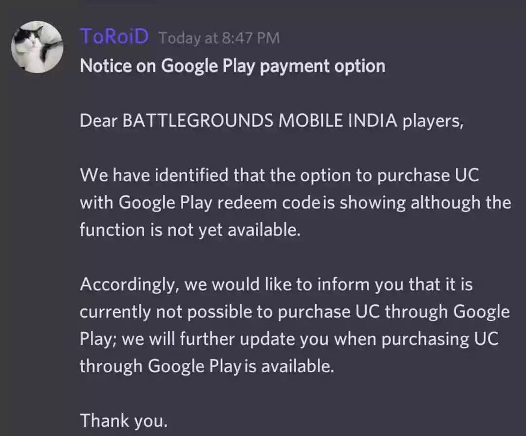 Battlegrounds Mobile India Play Store Uc Purchase Error