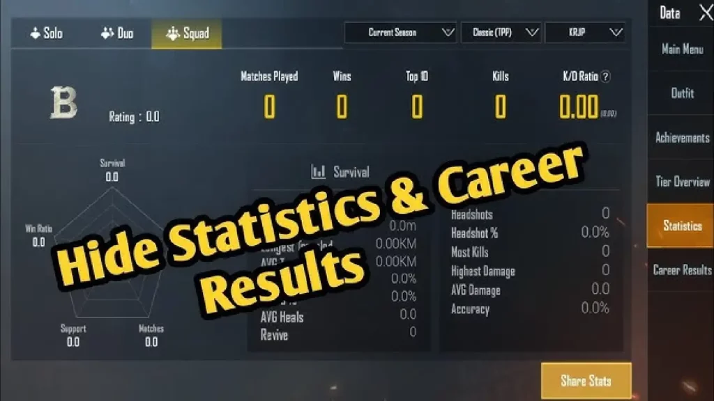How to Hide Career Results in Battlegrounds Mobile India (BGMI)